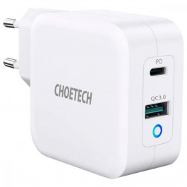 Choetech PD8002 65W USB-C, USB-A, PD3.0, QC3.0  White