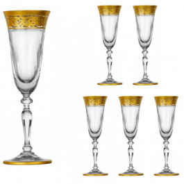 LORA Набір келихів для шампанського  Gold Версаль 135 мл 6 шт (H60-009)