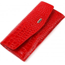 CANPELLINI Червоний жіночий гаманець із натуральної шкіри під рептилію з клапаном  (2421699)