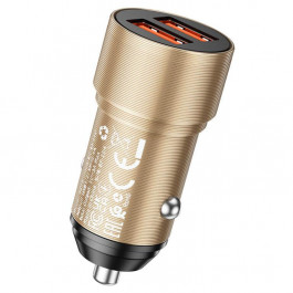 Borofone BZ19 Wisdom dual port car charger Gold (BZ19G)