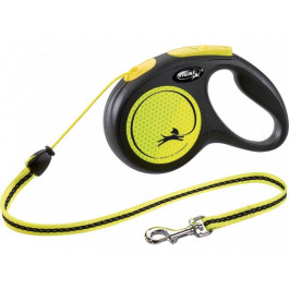 Flexi Повідець-рулетка  New Neon для собак, з тросом, розмір M 5 м / 20 кг (жовтий) (FL 025222)