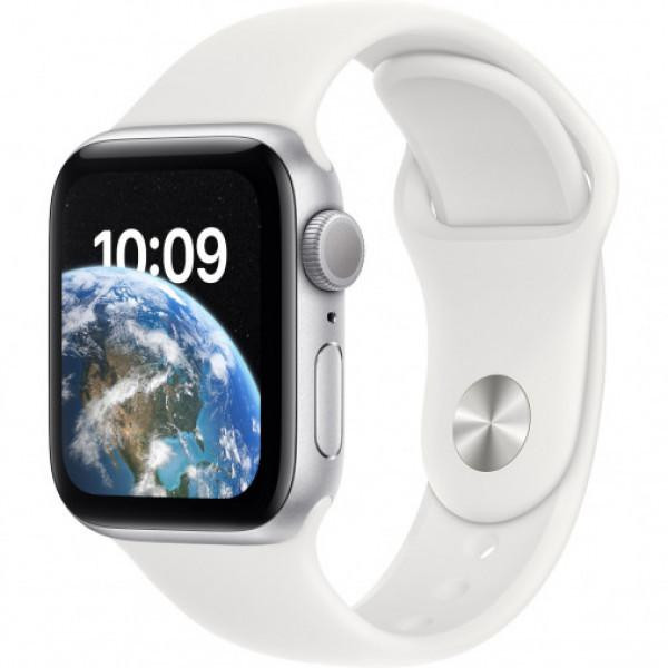 Apple Watch SE 2 GPS 40mm Silver Aluminum Case with White Sport Band - M/L (MNTC3) - зображення 1