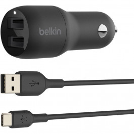 Belkin Boost Up Charge Dual USB-A Car Charger 24W + USB-A to USB-C (CCE001BT1MBK)