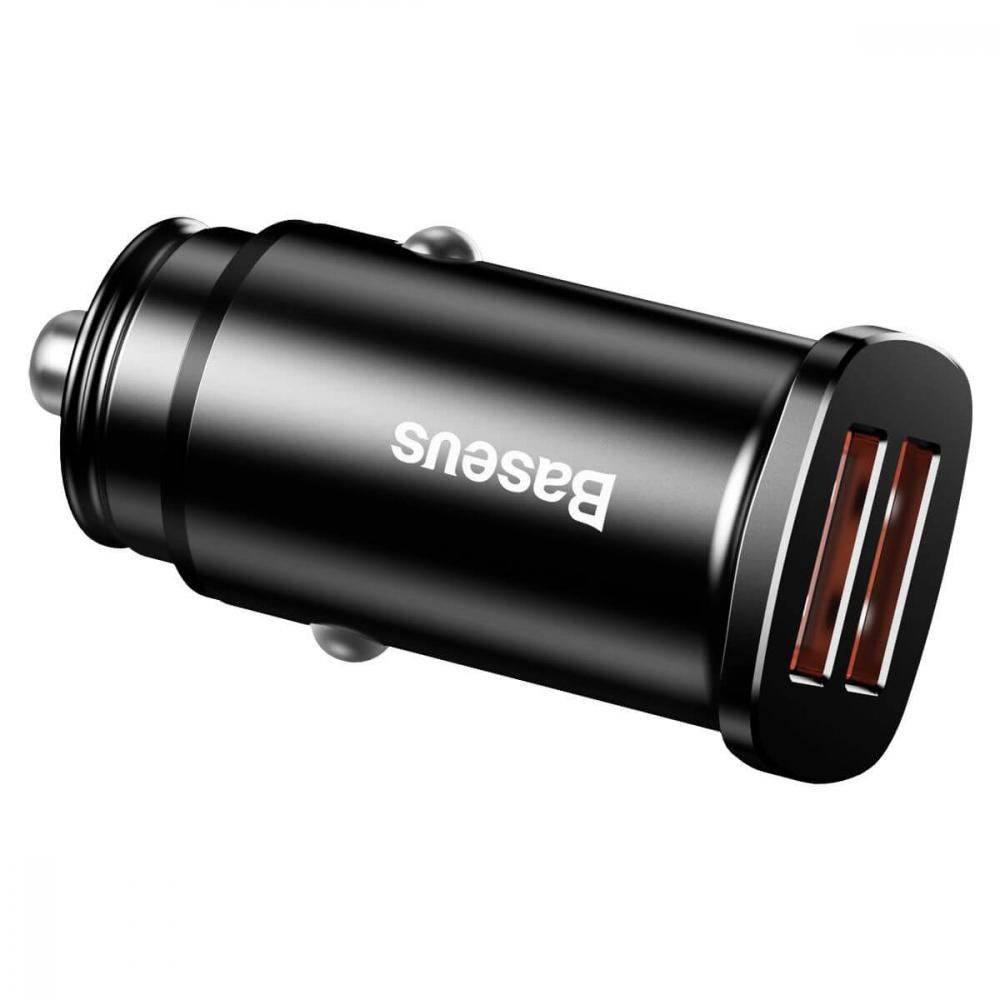 Baseus USB Car Charger Square Metal Quick Charger 3.0 2xUSB 30W Black (CCALL-DS01) - зображення 1