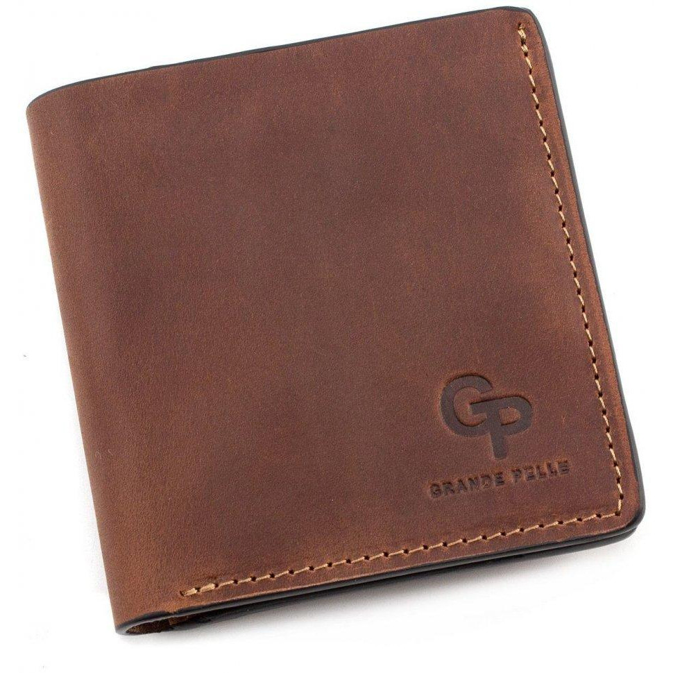 Grande Pelle Чоловічий шкіряний коричневий гаманець вінтажного стилю  (13061) - зображення 1