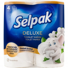 Selpak Папір туалетний  Deluxe Cotton Enriched 3шар, 4 шт (8690530046566)