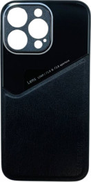K-and-T Чохол бампер GENEROUS зі скла та штучної шкіри для Apple iPhone 14 Black