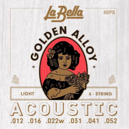 La Bella Струны для акустической гитары  40PS 80/20 Golden Alloy Acoustic Guitar Strings Light 12/52