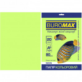 BuroMax А4, 80г/м2, NEON, зеленый, 20 листов (BM.2721520-04)