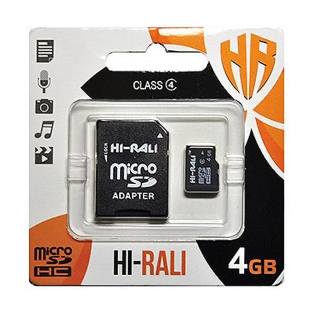 Hi-Rali 4 GB microSDHC class 4 + SD Adapter HI-4GBSDCL4-01 - зображення 1