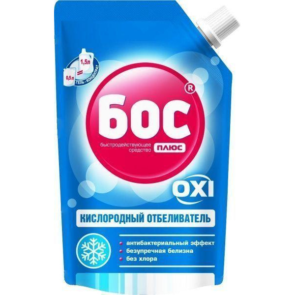 БОС плюс Отбеливатель гель кислородный для белых тканей Oxi 500 мл (4823015909221) - зображення 1