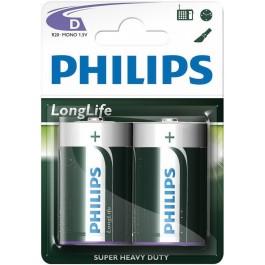 Philips D bat Carbon-Zinc 2шт LongLife (R20L2B/97)
