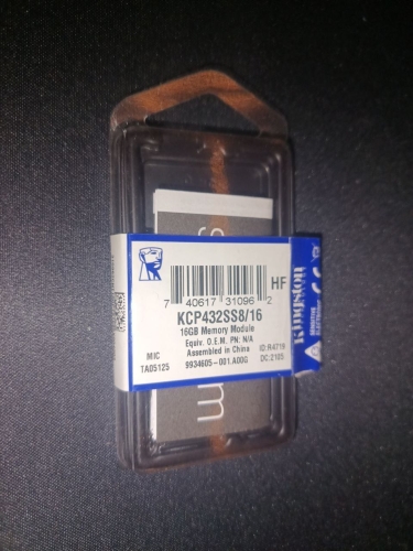 Фото Пам'ять для ноутбуків Kingston 16 GB SO-DIMM DDR4 3200 MHz (KCP432SS8/16) від користувача mandragor971