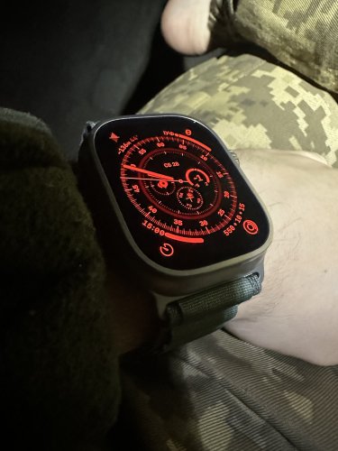 Фото Смарт-годинник Apple Watch Ultra GPS + Cellular 49mm Titanium Case with Green Alpine Loop - Medium (MQEW3/MQFN3) від користувача Mr.S