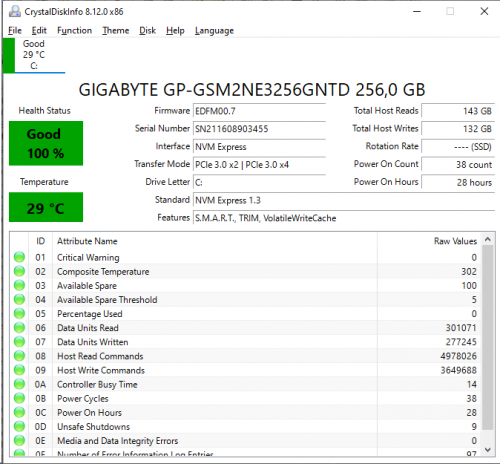 Фото SSD накопичувач GIGABYTE GP-GSM2NE3256GNTD від користувача Ruloff