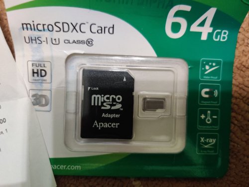 Фото Карта пам'яті Apacer 64 GB microSDXC Class 10 UHS-I R85 + SD adapter AP64GMCSX10U5-R від користувача Burning Money