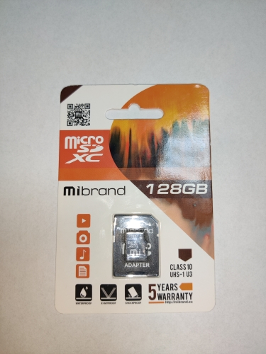 Фото Карта пам'яті Mibrand 128 GB microSDXC UHS-I U3 + SD-adapter (MICDHU3/128GB-A) від користувача Knight tango