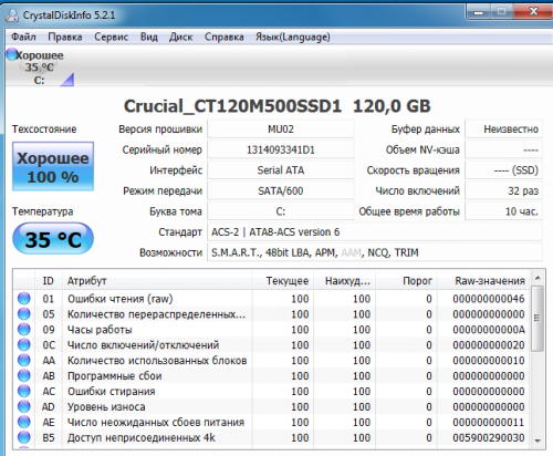 Фото SSD накопичувач Crucial M500 CT120M500SSD1 від користувача cgistalker