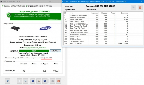 Фото SSD накопичувач Samsung 850 PRO MZ-7KE512BW від користувача Евгений Шкода
