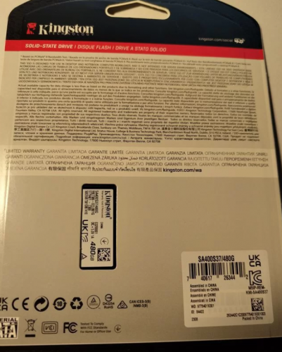Фото SSD накопичувач Kingston A400 480 GB (SA400S37/480G) від користувача Serhii