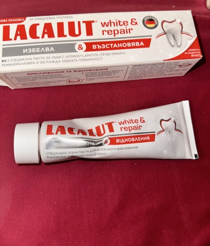 Фото зубна паста Lacalut Lacalut White & Repair зубна паста для відновлення зубної емалі 75 мл від користувача KaterunaV