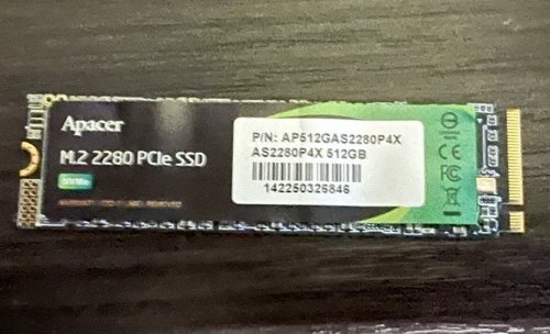 Фото SSD накопичувач Apacer AS2280P4X 512 GB (AP512GAS2280P4X-1) від користувача 