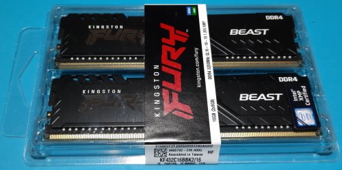 Фото Пам'ять для настільних комп'ютерів Kingston FURY 16 GB (2x8GB) DDR4 3200 MHz Beast Black (KF432C16BBK2/16) від користувача Bogdan Klevets