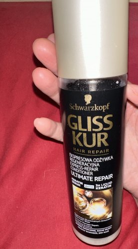 Фото  Gliss kur Экспресс-кондиционер  Ultimate Repair для сильно поврежденных и сухих волос 200 мл (4015000941334) від користувача Полеся
