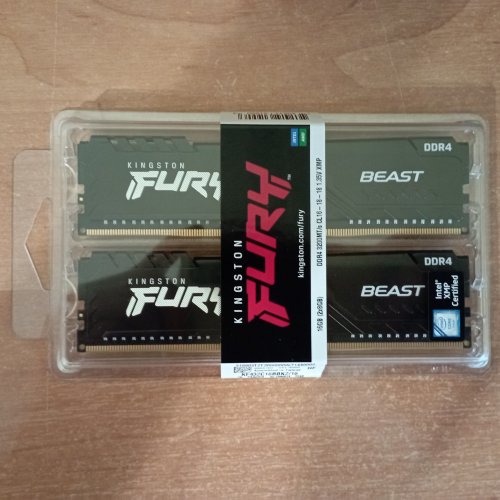 Фото Пам'ять для настільних комп'ютерів Kingston FURY 32 GB (2x16GB) DDR4 3200 MHz Beast Black (KF432C16BB1K2/32) від користувача Bad Humor