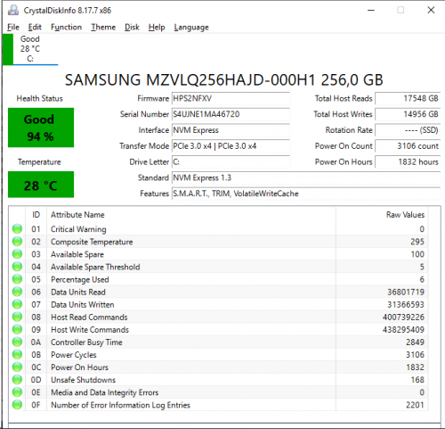 Фото SSD накопичувач Samsung PM991a 256 GB (MZVLQ256HBJD) від користувача Ruloff