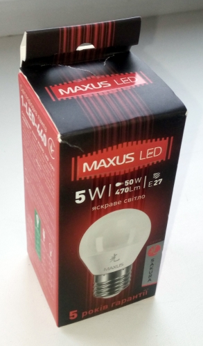 Фото Світлодіодна лампа LED MAXUS 1-LED-440 (G45 F 5W 4100K 220V E27 AP) від користувача dr_ula
