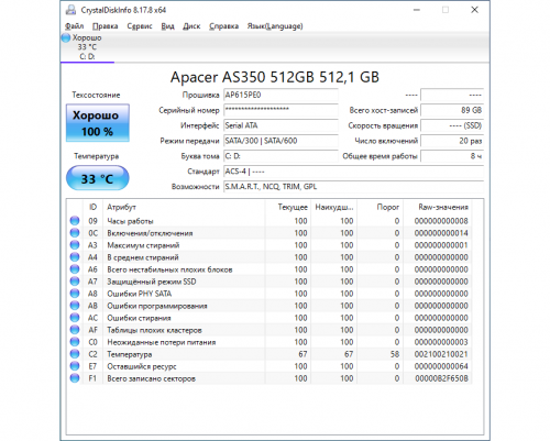 Фото SSD накопичувач Apacer AS350 Panther 512 GB (AP512GAS350-1) від користувача RiddickABSent