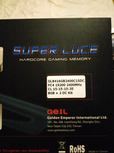 Фото Пам'ять для настільних комп'ютерів Geil 16 GB (2x8GB) DDR4 2400 MHz (GLB416GB2400C15DC) від користувача LV