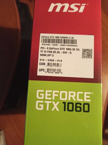 Фото Відеокарта MSI GeForce GTX 1060 GAMING X 3G від користувача Xardal