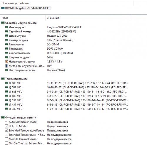Фото Пам'ять для ноутбуків Kingston 8 GB SO-DIMM DDR3L 1600 MHz (KVR16LS11/8) від користувача Alexandr_Despot