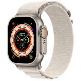 Apple Watch Ultra GPS + Cellular 49mm Titanium Case with Starlight Alpine Loop - Medium (MQF03/MQFR3/MQFC3