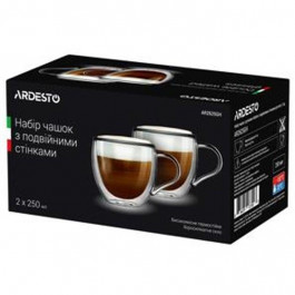Ardesto Набор чашек с ручками с двойными стенками для латте 250 мл х 2 шт. (AR2625GH)