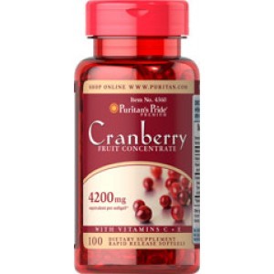 Puritan's Pride Cranberry Fruit Concentrate with C + E 4200 mg 100 капсул - зображення 1