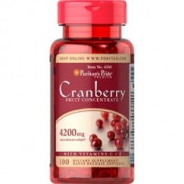   Puritan's Pride Cranberry Fruit Concentrate with C + E 4200 mg 100 капсул