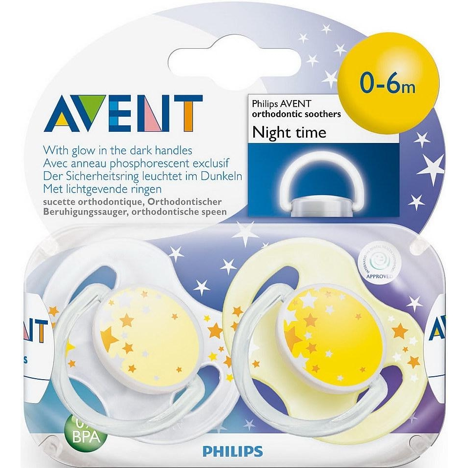 Philips Avent Пустышка классическая Ночная 0-6 мес., 2 шт. (SCF176/18) - зображення 1