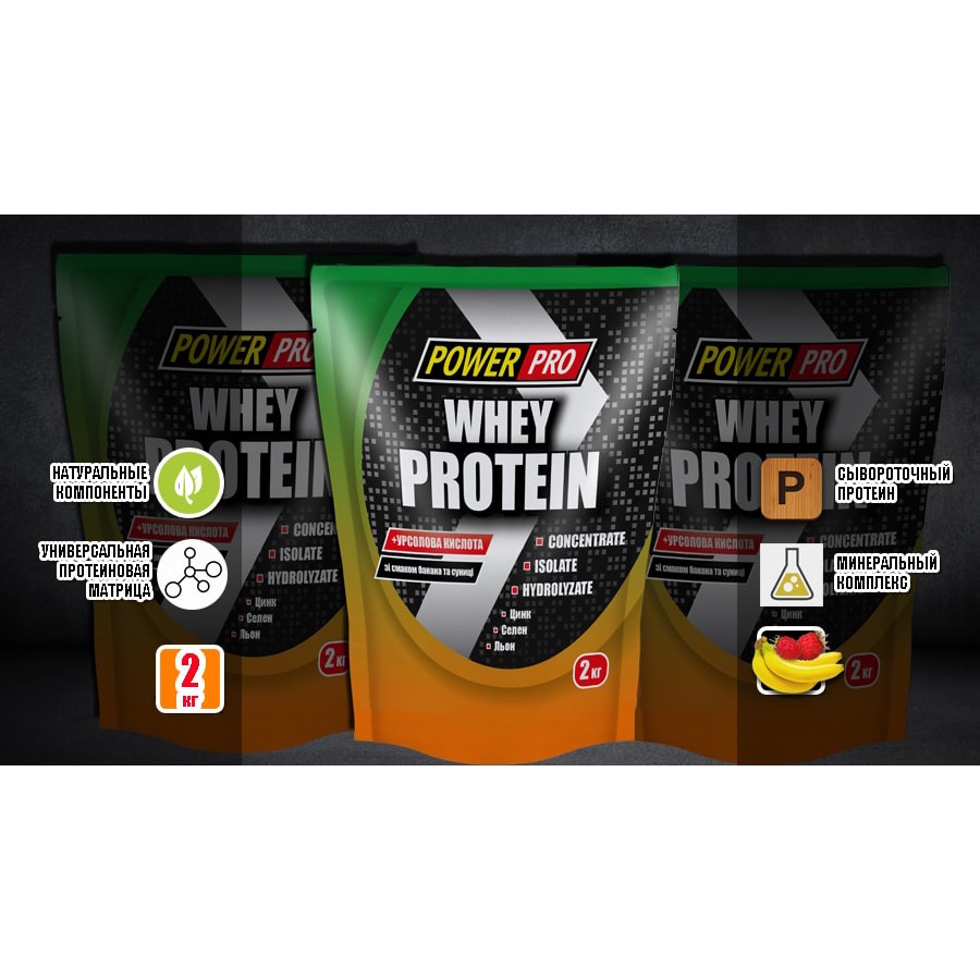 Power Pro Whey Protein 2000 g /50 servings/ Банан земляника - зображення 1