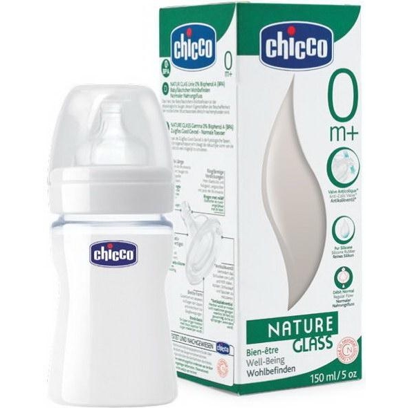 Chicco Стеклянная бутылочка с силиконовой соской, 150 мл (60042.00.04) - зображення 1