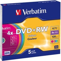 Verbatim DVD+RW 4,7GB 4x Slim Case 5шт (43297)