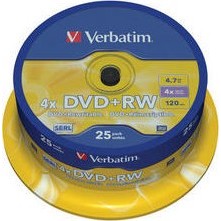 Verbatim DVD+RW 4,7GB 4x Spindle Packaging 25шт (43489)