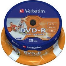 Verbatim DVD-R Printable 4,7GB 16x Spindle Packaging 25шт (43538)