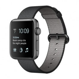   Apple Watch Series 2 42mm Space Gray Aluminum Case with Black Woven Nylon Band (MP072)