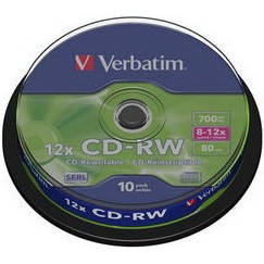 Verbatim CD-RW 700MB 12x Cake Box 10шт (43480)