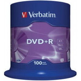 Verbatim DVD+R 4,7GB 16x Spindle Packaging 100шт (43551)