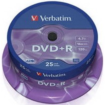Verbatim DVD+R 4,7GB 16x Spindle Packaging 25шт (43500)