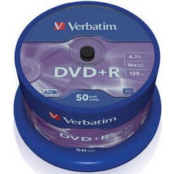 Verbatim DVD+R 4,7GB 16x Spindle Packaging 50шт (43550)